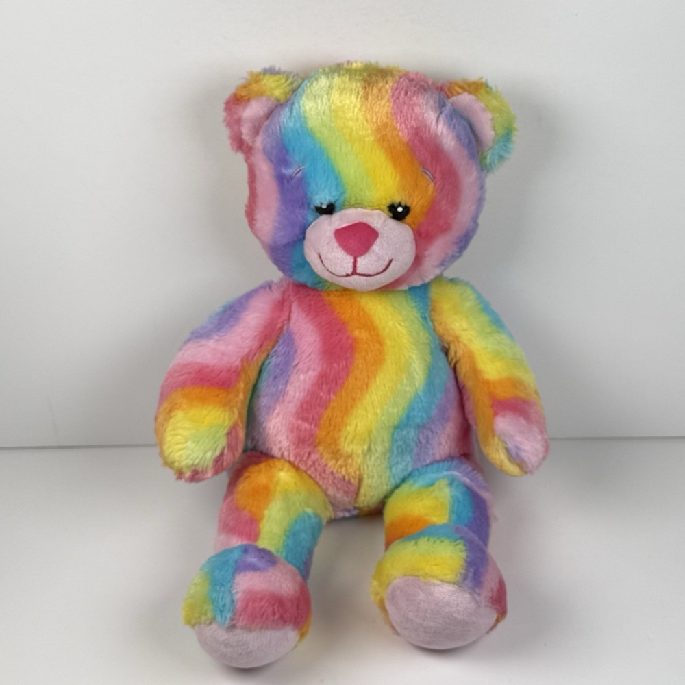 Build A Bear Teddy Bear Rainbow Tie Dye Plush‎ Stuffed Animal